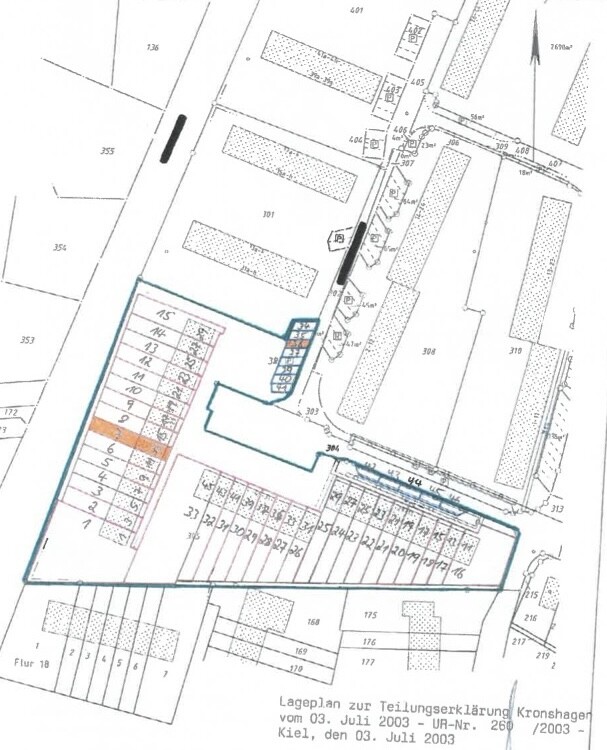 Lageplan Teilungserklärung markiert